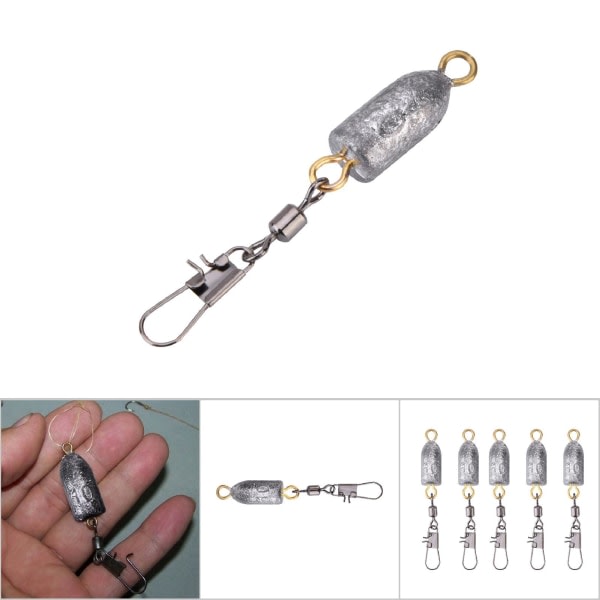5 stk/pose Holdbar kuleformet fiskesinker Fiskeutstyr (10g)