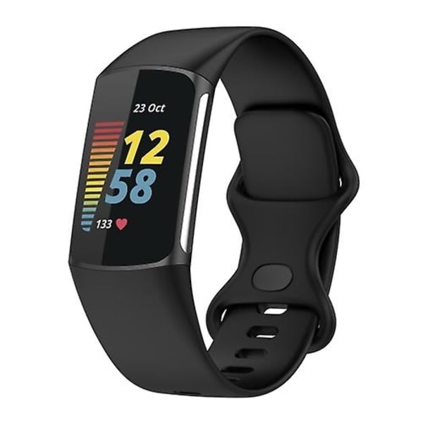 För Fitbit Charge 5 Silicone Watch Band Black S Black S