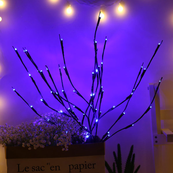 LED-ljusgren för vas Juldekoration inomhusljus Trädbelysning Kvistgren för centerpiece Kontor Sovrum Vardagsrum (blå, 1 bukett)