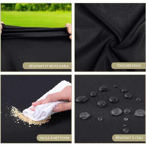 Sort Elastisk Vandafvisende Rektangulær Dug 182x76cm til Have- og Udendørsbrug