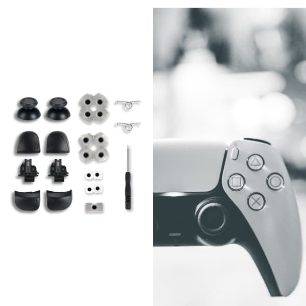 Holdbare L1-R1 L2-R2 Triggerknapper 3D Analog Joysticks Thumbsticks Kappe Ledende Gummi til PS5 Controller Sæt