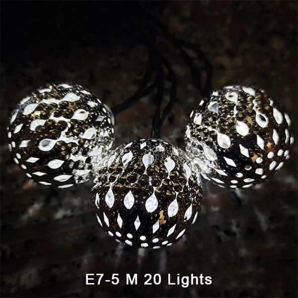 Jern marokkansk LED Solar Ball String Ljus Romantisk Fairy String E7 one size E7 one size