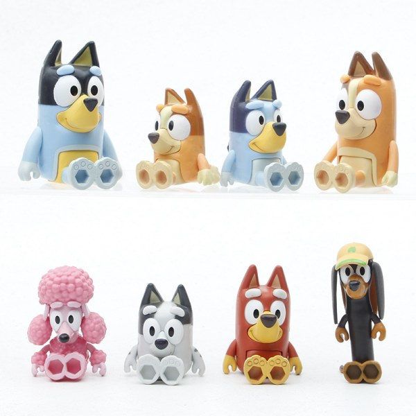 Bluey Modellprydnader Valp Bingo Familj 8-pack Ledade Figurer