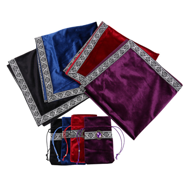 1. tarotkortpose + duk brettspill duk divinat Svart OneSize Black OneSize