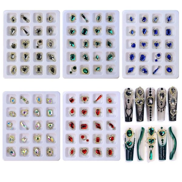3D Skinnende Kærlighedshjerte Negle Rhinestones Luksus Krystal Zircon Neglesmykker Neglekunst Blue