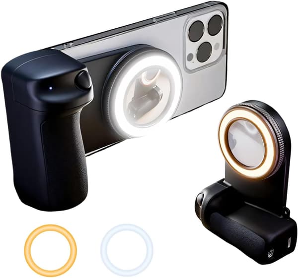 Magnetic Selfie Ring Light, Rechargeable LED Fill Light with Mirror for iPhone, Wireless Bluetooth Remote Control for Video Vlog Photography