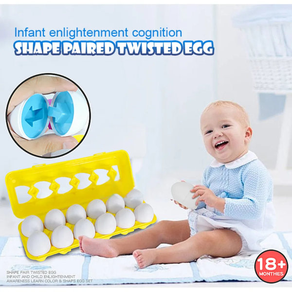 12 bitar baby Montessori lärande utbildning leksaker, smarta ägg pussel matchande leksaker, perfekt för barn i åldrarna 1-4 år