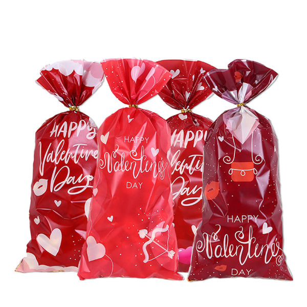 50 stk. Valentinsdag plastik slikposer med slips - Gavepose