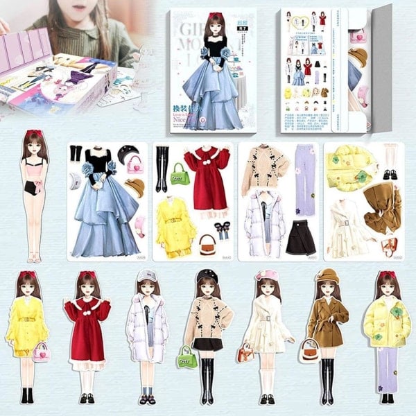 2024 Ny Magnetisk Prinsesse Kle deg ut Papirdukke for Magnetisk Kjole C one-size