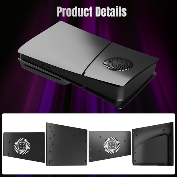 Ansigtsplader Cover Skal til PS5 Slim Konsol Forside Bagside Sort DigitalVersion