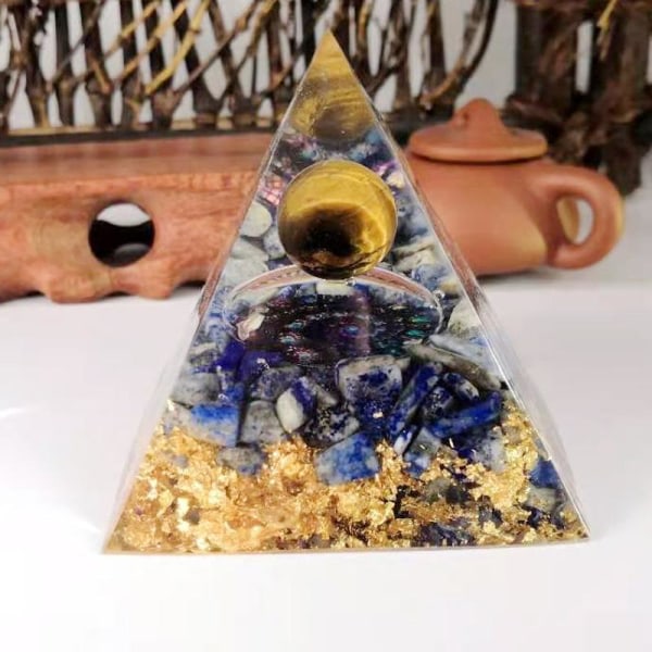 Livets Træ Orgon Pyramid Ametyst Peridot Healing Crystal Energy Orgonite Pyramid EMF-beskyttelse Meditationsværktøj Lysegrå L