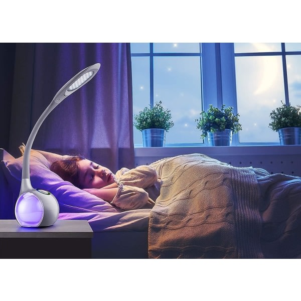 Bordslampa för barn med 256 Rgb Ambient Night Light, LED-dimbar sänglampa, touch för färgljus och 3 ljusstyrka, bekväm för ögonen, 5