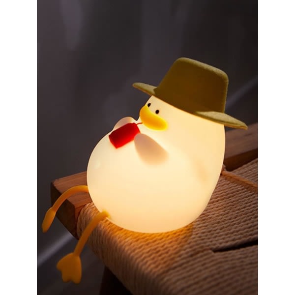 Anka (med gul hatt) LED Nattlampa för barn, Söt ankalampa S