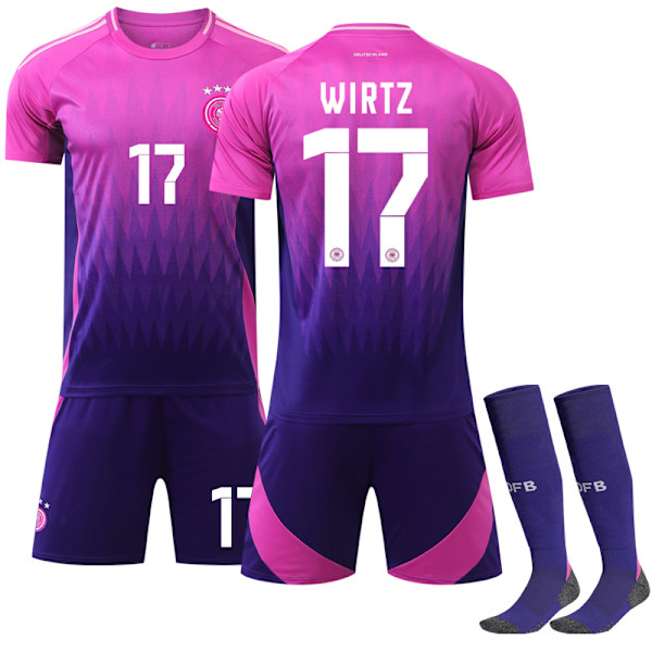 2024 UEFA EM Wirtz Barn Fotballtrøye Kit Tyskland Borte Nr.17 Borte Borte Away 18