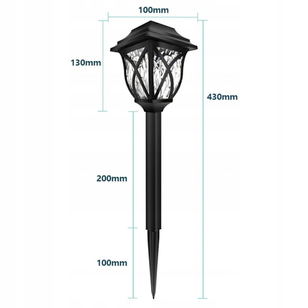 Sæt af 2, solcellelampe, LED-lampe, have, sort