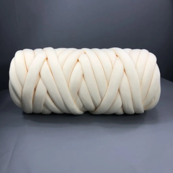 500g DIY Chunky Garn Mykt Volumgarn Armstrikk Roving Heklegarn Beige Tykk Strikking