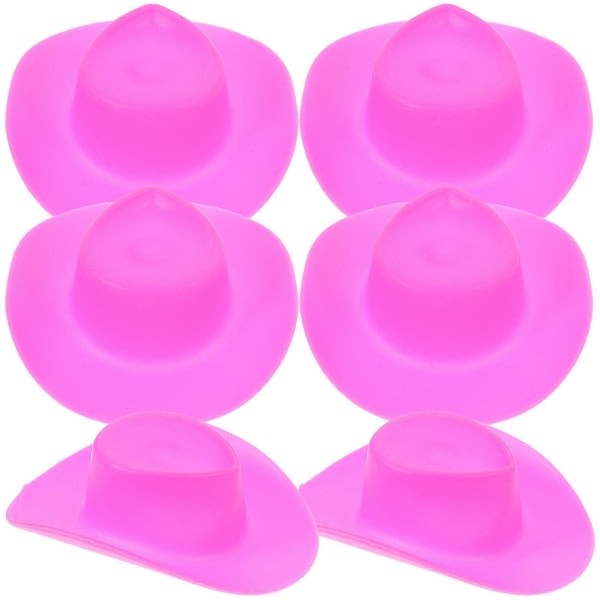 50 st Miniatyr Cowboyhattar Liten Cowboyhatt Dekorativ Mini Dockhatt Mini Husdocka Rekvisita (5.5X4.5X1.5CM, Rosa)
