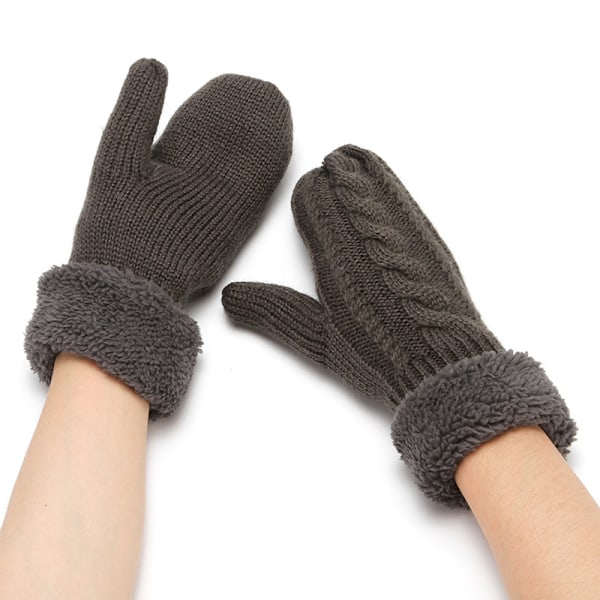 Stickade ullhandskar för män och kvinnor, höst och vinter, utomhus, vindtäta, varma, tjocka Dark Gray