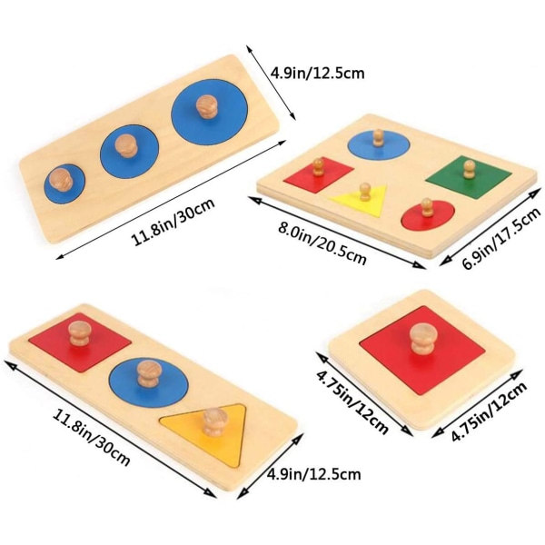 Montessori träpusselbrädeform pusselmaterial Leksak för småbarn
