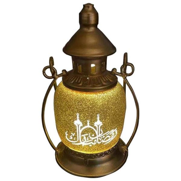 Eid LED-lykta Ramadan Smidesjärn Nattljus Ornament Vindlampa null - FD28B