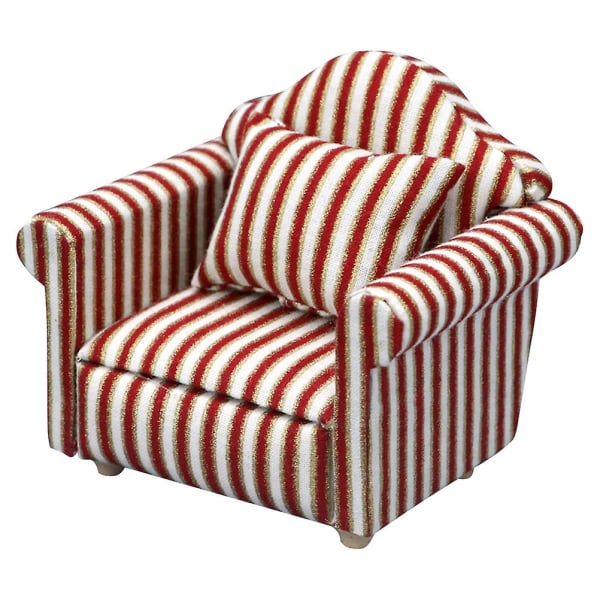 Børnesofaer Dukker Hus Sofa Mini Husholdningsdekoration Mini Hus Sæt Miniature Havepynt Stripe 8.2X7.2X6.4CM