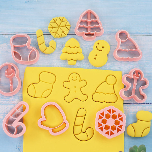 8:a/ Set Christmas Cookie Form e Christmas Tree Gingerbread Coo Pink onesize