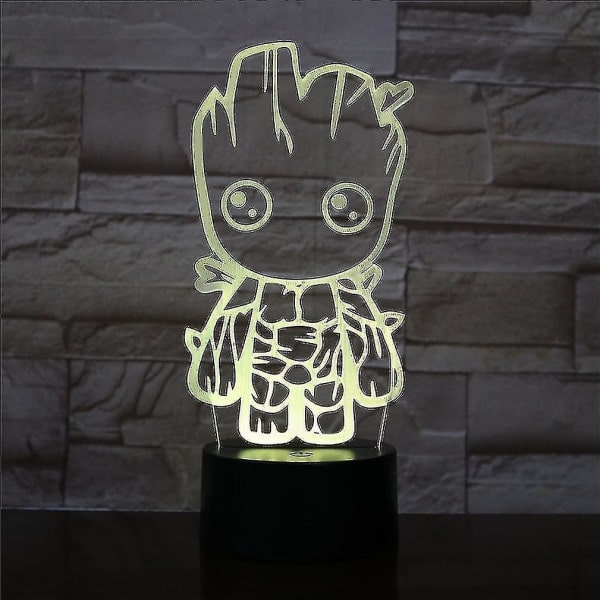 3D Liten Nattlampe Baby Groot LED Nattlampe