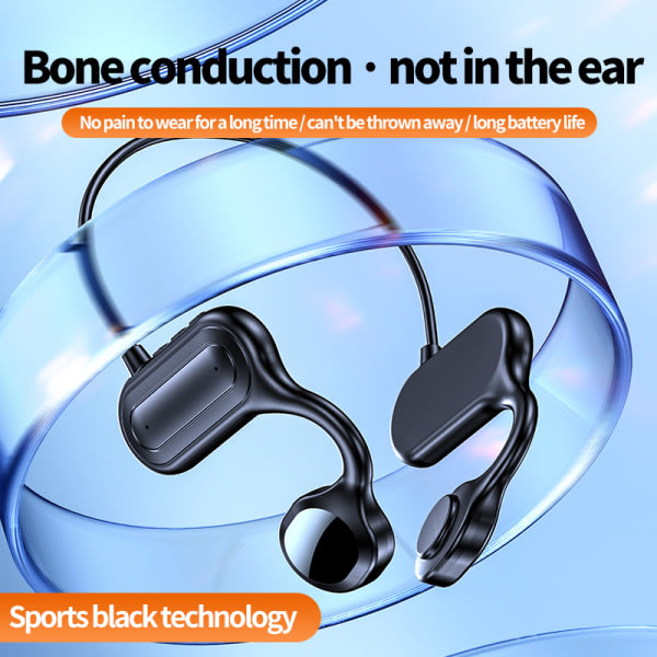 Trådlösa Bluetooth-hörlurar Benledningshörlurar On-ear Sports Headset - Svart