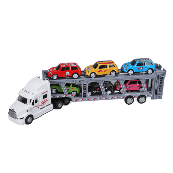 1:48 Bärgningsbil Leksaksmodell Legering Avtagbar Sex Bilar Barn Transportfordon Simuleringsmodell för 3 År + (Vit )