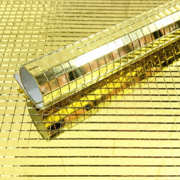 5x5 mm DIY itseliimautuva mini neliön akryyli seinätarrapeili Kulta