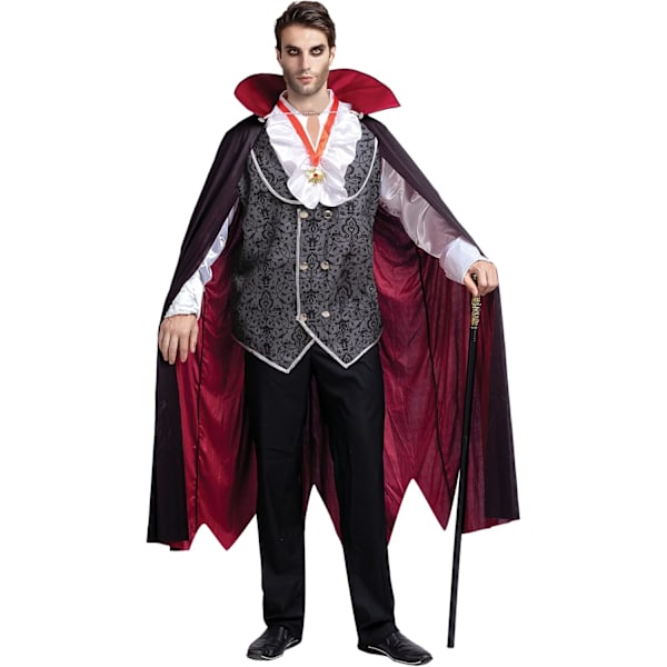 Renæssance & Middelalderlig Uhyggelig Deluxe Vampyr Kostume Til Halloween Mænds Rollespil Synder & Cosplay SILVER XL