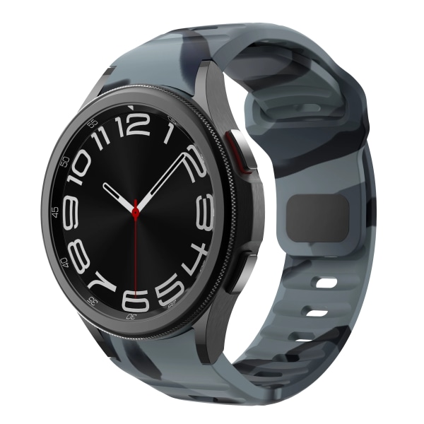 Silikonrem til Samsung Galaxy Watch 6 Classic 47mm 43mm/4 classic 46mm 42mm Armbånd Galaxy Watch 5/5pro 45mm/4/6 40mm 44mm Camo Black Grey Camo Black Grey watch 6 classic 47mm