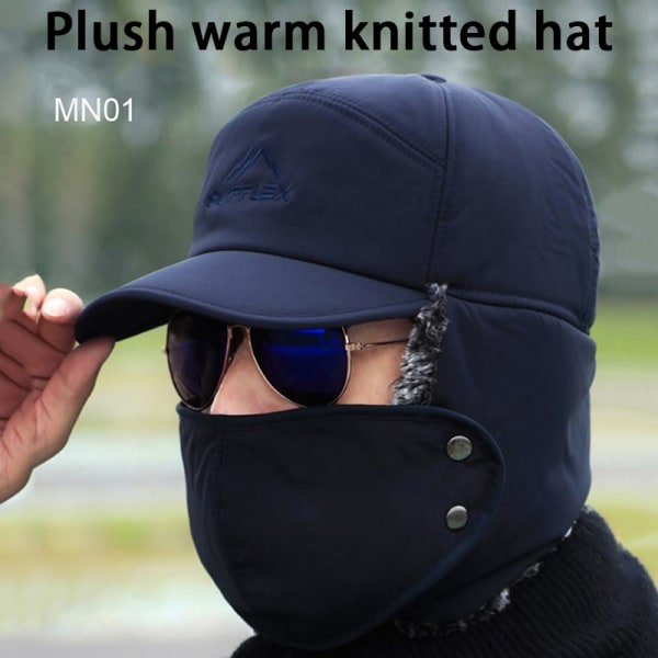 Tjukk Vinter Varm Lue Herre Lue EarFlap Cap Dame Myk Termisk B one size B one size