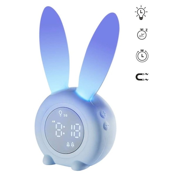 Barnväckarklocka för barn, söta nattlampor för barn för flickor Pojkar Toddler, temperaturkalender, pekkontroll och snoozing med 1500 mah ladda