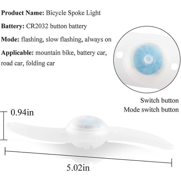 4 X Led sykkelhjul lys med 3 blinkende moduser Led sykkelhjul lys blå