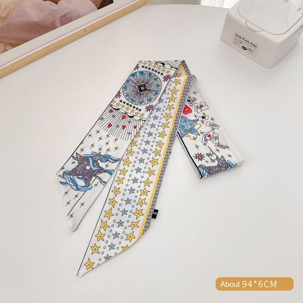 Nytt mode sidenscarf hårband Long Ribbon Bow n Printing Hai A7 one size A7 one size