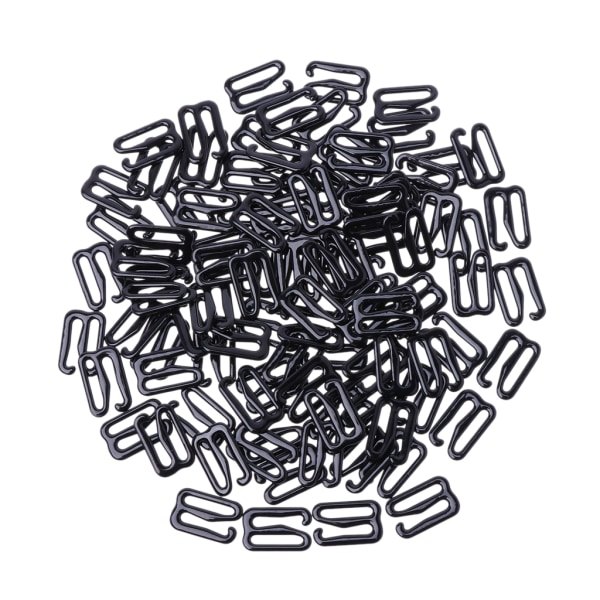 100 stk Metal BH-stroppjusteringskrog Push Hook Spænde Syning Håndværk Sort 12MM