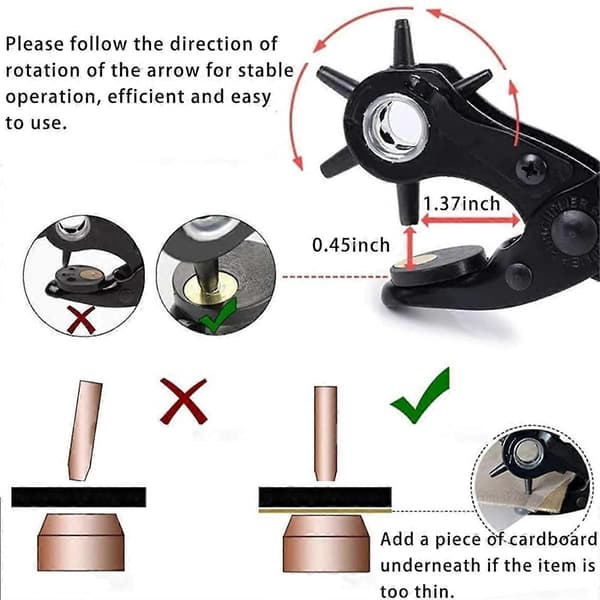 Leather Hole Puncher, Professional Revolving Punch Pliers