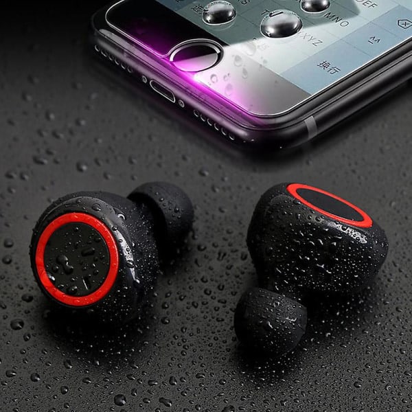 Bluetooth-hørlurar til Iphone Android trådløse hörlurar Vattentäta Black Red Black Red