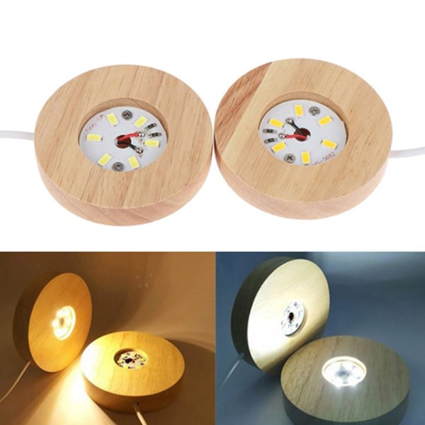 8 cm trä LED-ljus Display Sockel Nattlampa fot av trä LED Li WT2