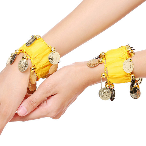 Magdans Håndled Ankel Mansjetter Armbånd Chiffon Guldmynt Mave Sort one size Black one size
