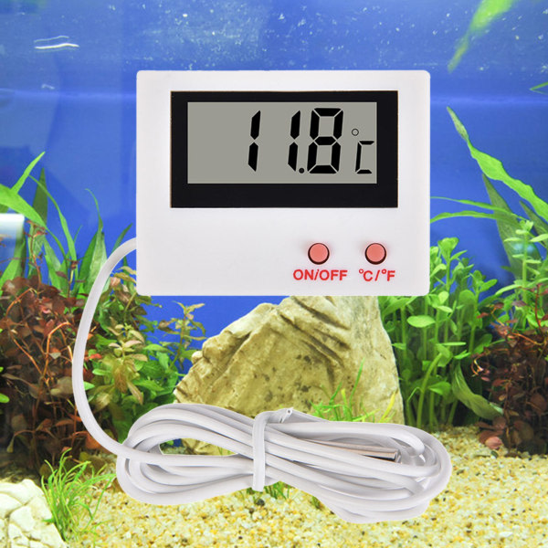 LCD-skærm Digital termometersensor til kyl/akvarium/fisk til tank 3 FT 1MM prober Terrariumtemperatur