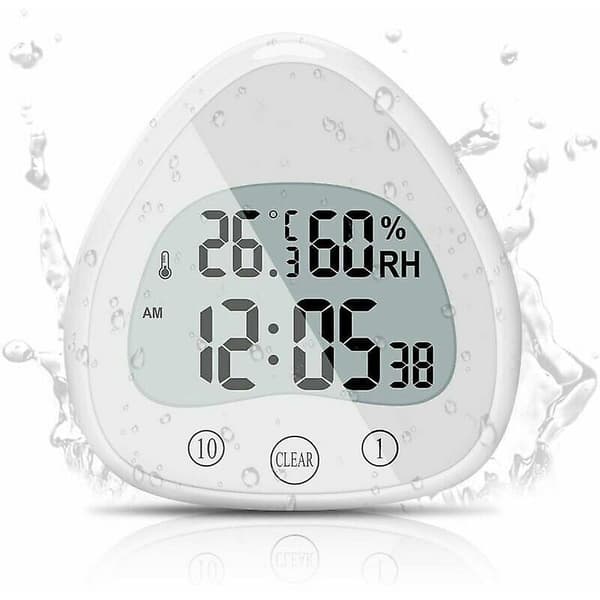 Bathroom Clock, LCD Digital Alarm Clock with Waterproof Touch Shower Clock