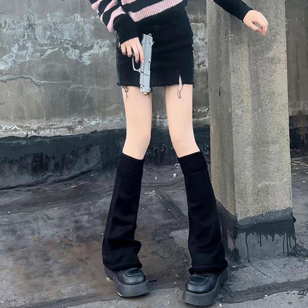 Kawaii jalkalämmittimet naisille japanilaisessa tyylissä Kawaii virkattu resorihihansu jalkasukat joogajuoksuun vaellukseen Bell Mouth Black Bell Mouth Black