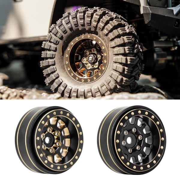4 stk Messing Beadlock Felger 12-Eiker Hjul for 1/18 TRX4M 1/24 SCX24 Deadbolt-RC Crawler Beadlock Hjul Oppgraderingstilbehør null - A