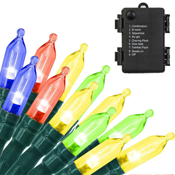 Julelys, 16,4' 50 LED, 8 tilstande, batteridrevet,