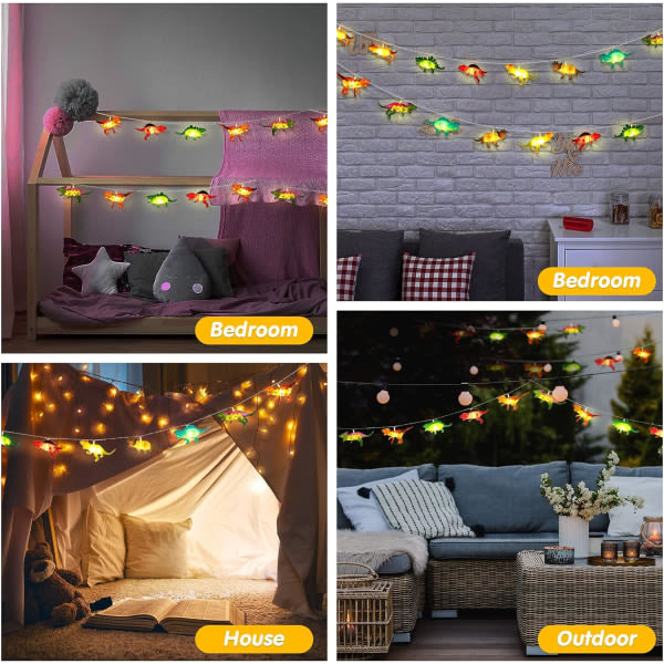 LED Dinosaur String Lights til drenge Dinosaur Room Dekoration Dinosaur Lights Julefest Dekoration Dinosaur Batteri Lamper - 3m 20 Lights