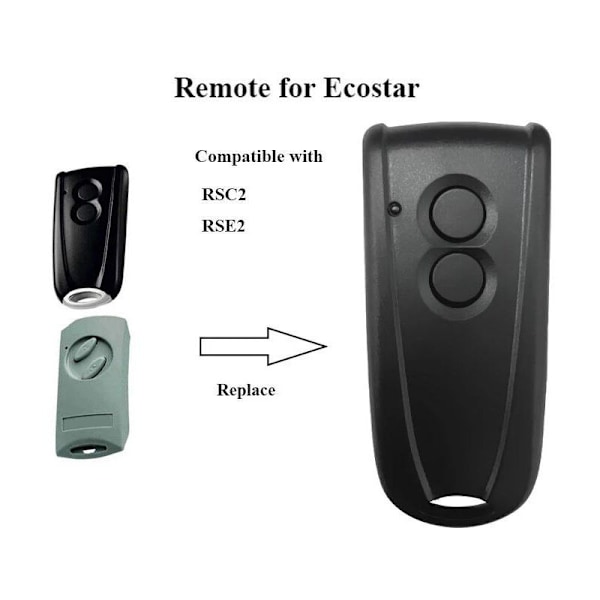 Ecostar RSE2 RSC2 Garageport Fjernbetjening 433MHz Trådløs 2-Knaps Kontrol