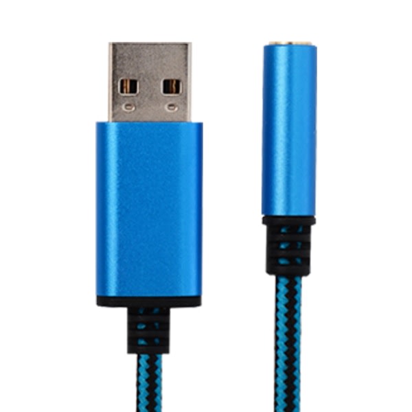 2 i 1 USB til 3,5 mm hodetelefonkabeladapter USB hann til 3,5 AUX lyd hunnkontakt for Apple for Beats hodetelefonadapter Blå 1m Blue 1m