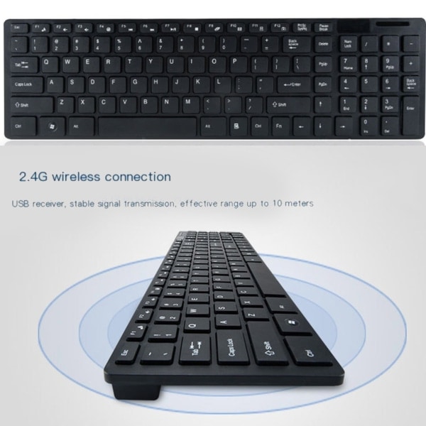 2,4 GHz Mini Multimedia Tangentbord och Mus Kombo Trådlöst Tangentbord och Musset för Bärbar Dator Laptop Desktop PC Lätt Vikt Vit